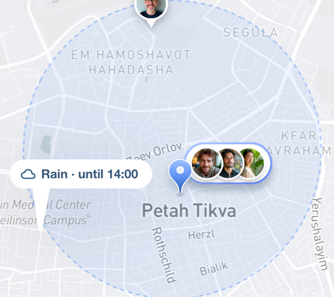 Rain signal on the live map - weather the agent already weighs